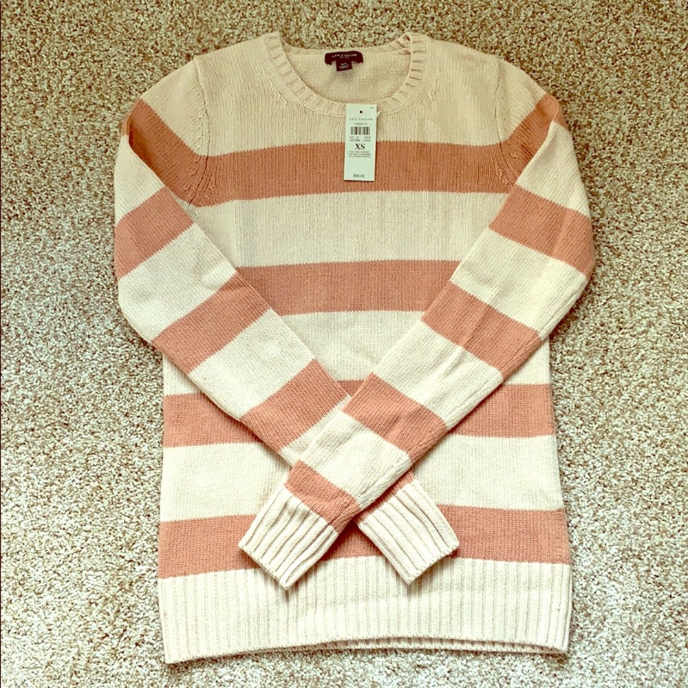 Ann Taylor Striped Crewneck Sweater NWT XS